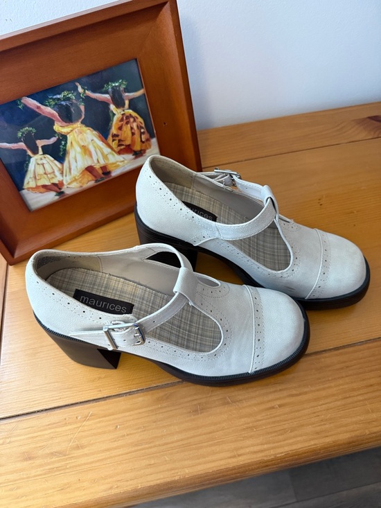 Maurices Shoes - Maurices Light Cream Suede Mary Jane Block Heels